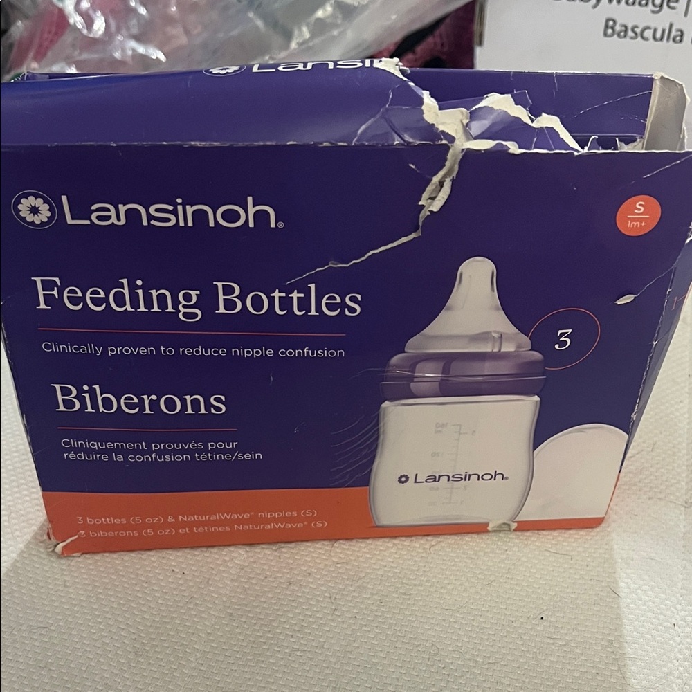 Lansinoh Feeding Bottles - Purple and White